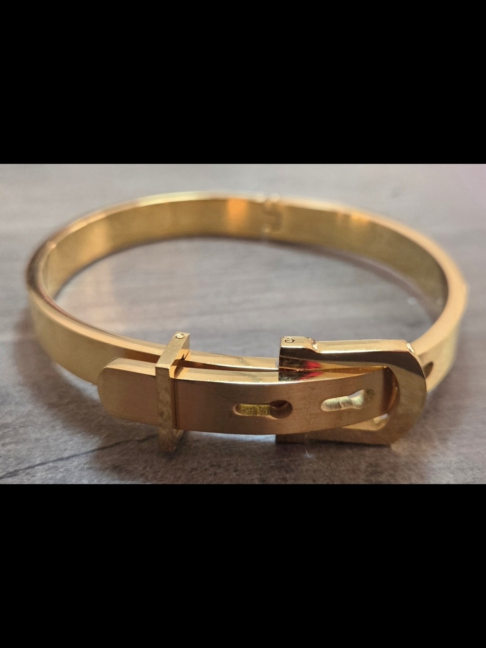 Stainless Steel Gold Tone Buckle Bracelet - Women's Accessory